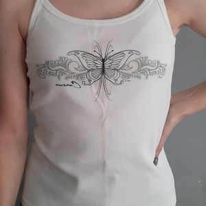 White butterfly tank top